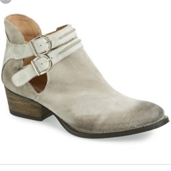 white distressed booties